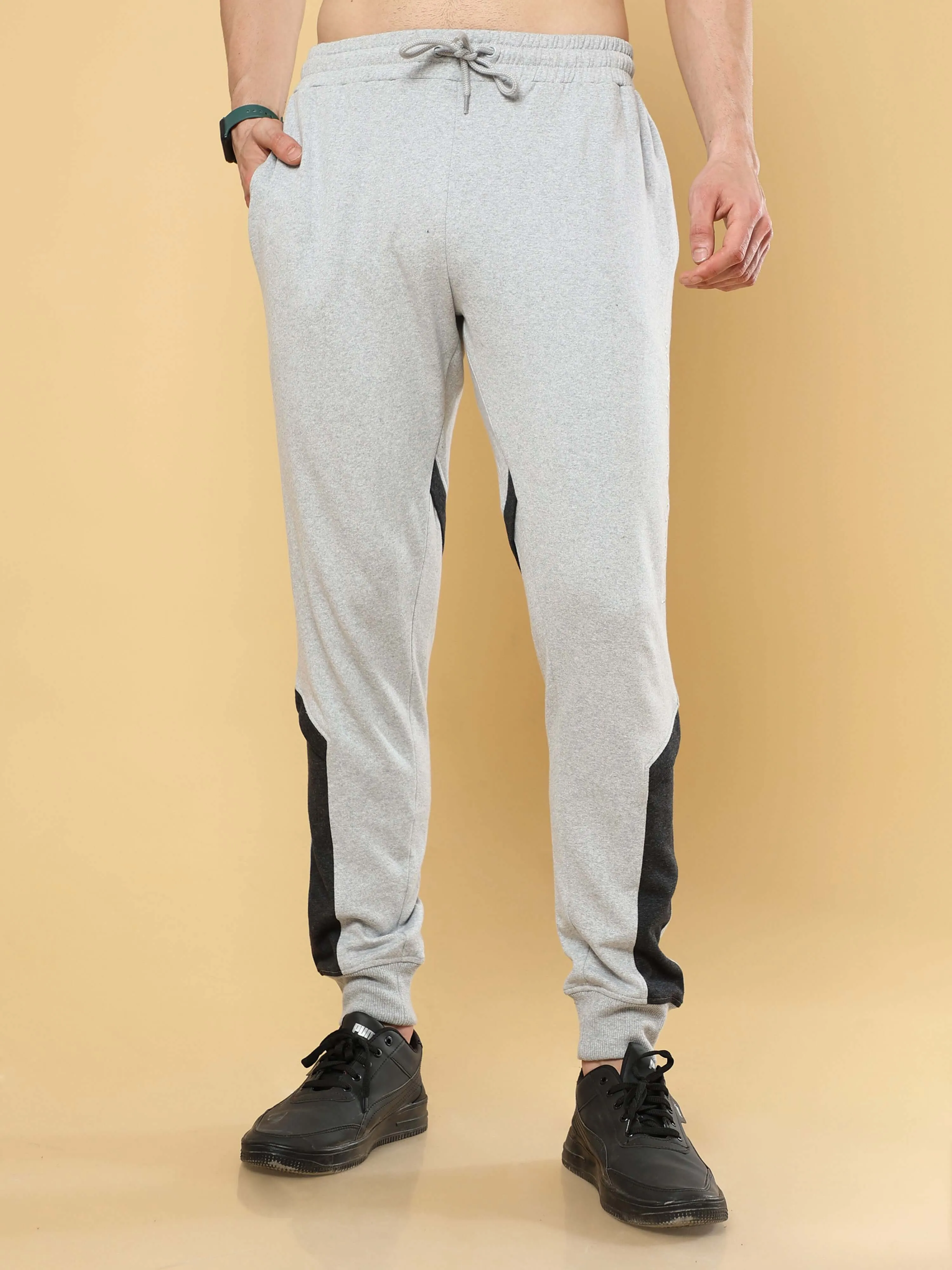 Grey Joggers With Adjustable Draw String