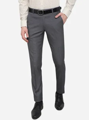 Grey Solid Super Slim Fit Formal Trouser | JadeBlue