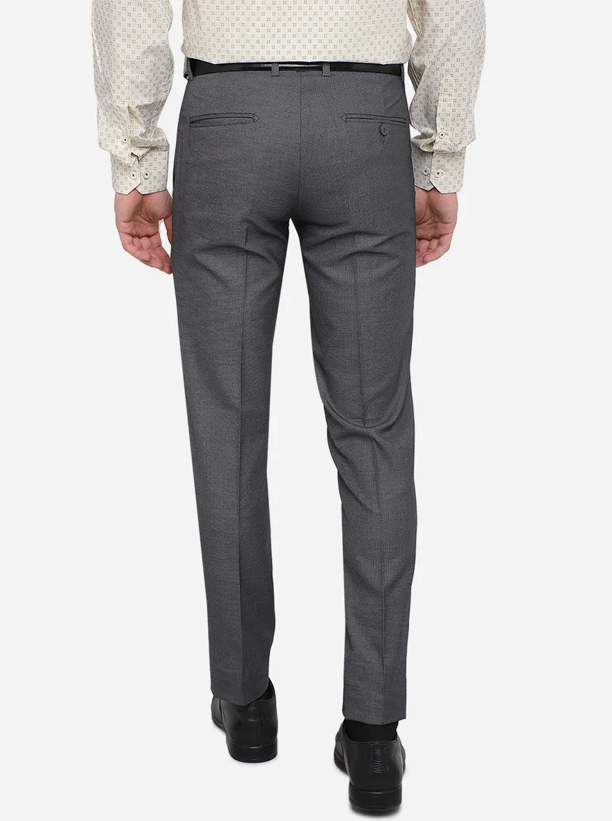 Grey Solid Super Slim Fit Formal Trouser | JadeBlue