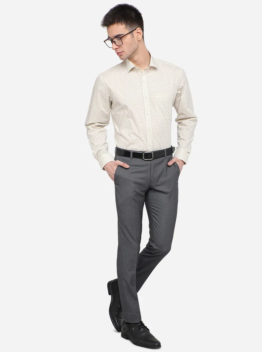 Grey Solid Super Slim Fit Formal Trouser | JadeBlue