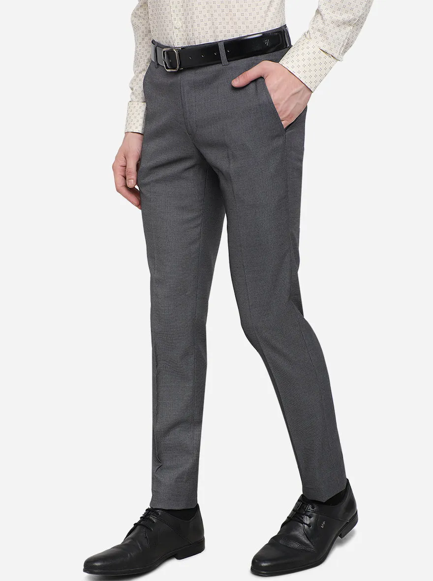 Grey Solid Super Slim Fit Formal Trouser | JadeBlue