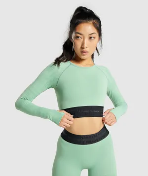 Gymshark Vision Long Sleeve Crop Top - Green