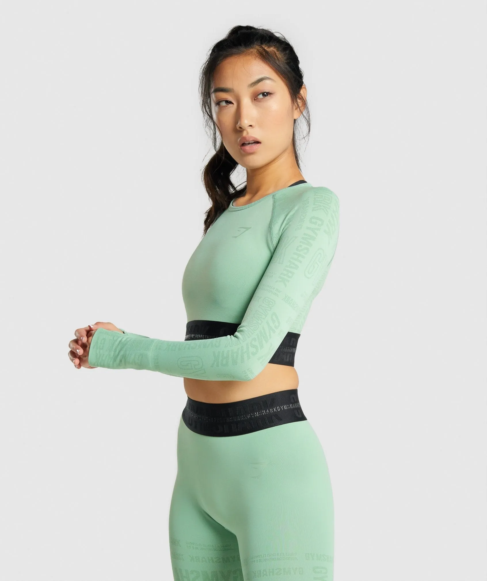 Gymshark Vision Long Sleeve Crop Top - Green