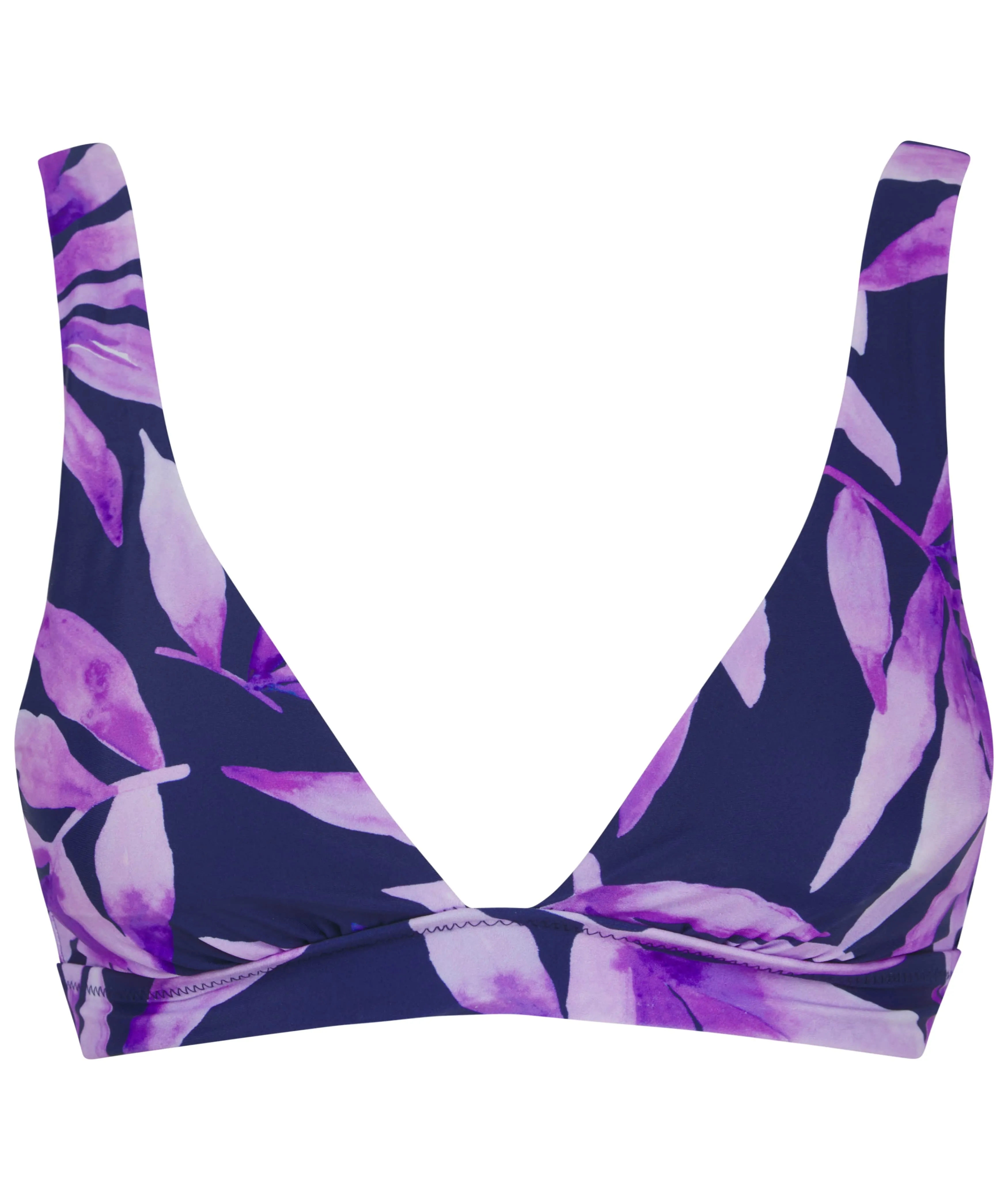 HALO Tamika Bikini Top In Watercolour Purple Leaf