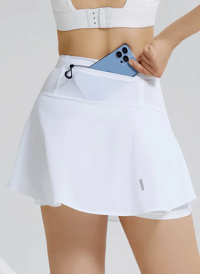 High Waist Double Layer Skirt with Pocket / Mesh Golf Tennis Cloth - SF0105