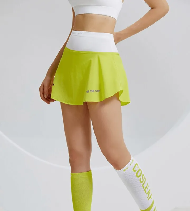 High Waist Double Layer Skirt with Pocket / Mesh Golf Tennis Cloth - SF0105