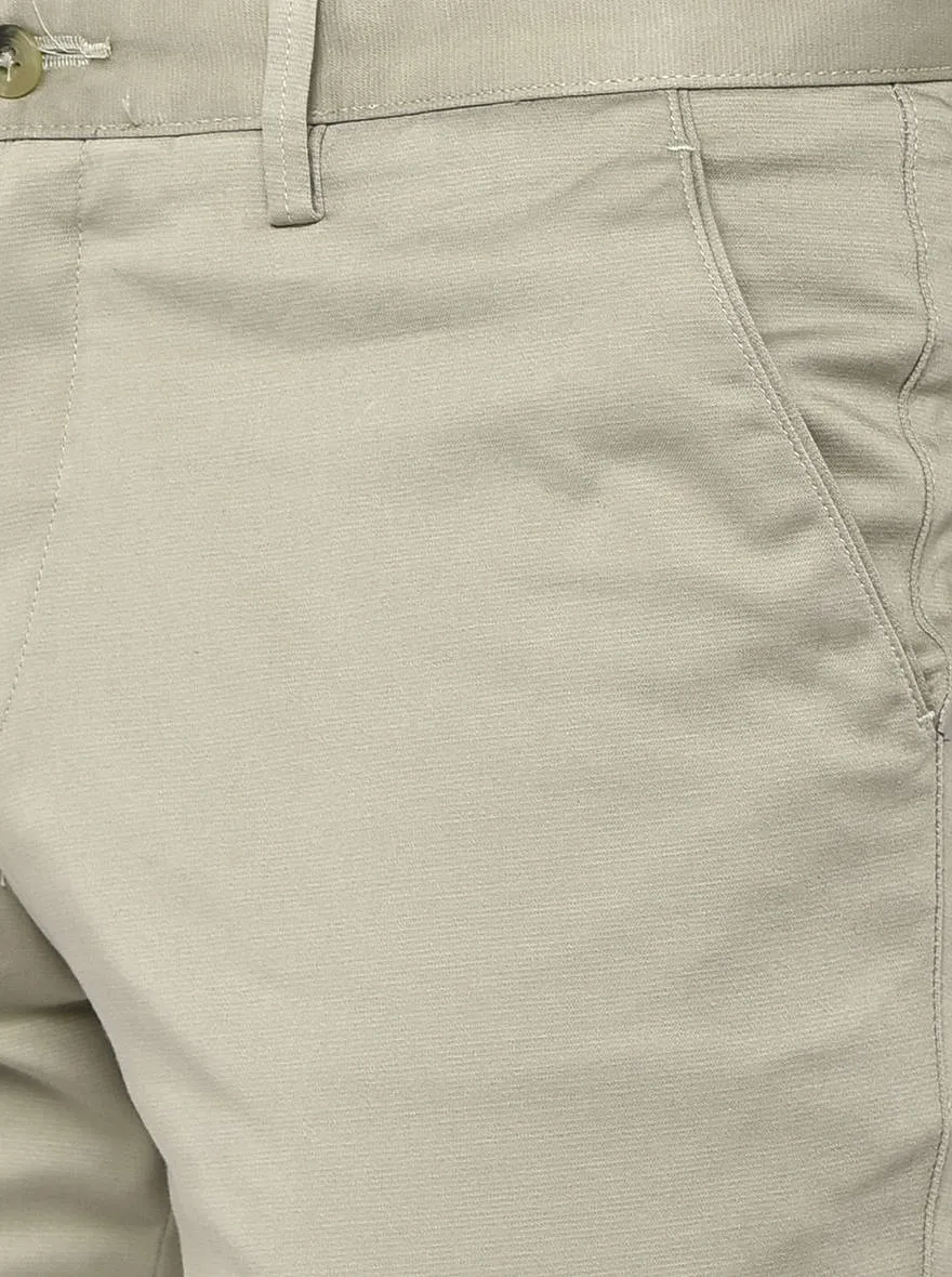 Ivory Solid Slim Fit Casual Trouser | Greenfibre