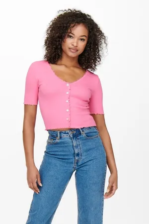 Laila Button Top - Sachet Pink