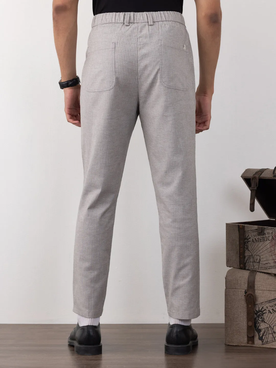 Lighy Grey Striped Loose Pants