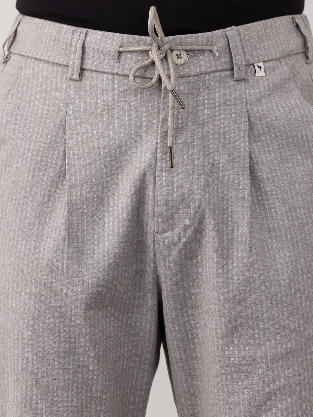 Lighy Grey Striped Loose Pants