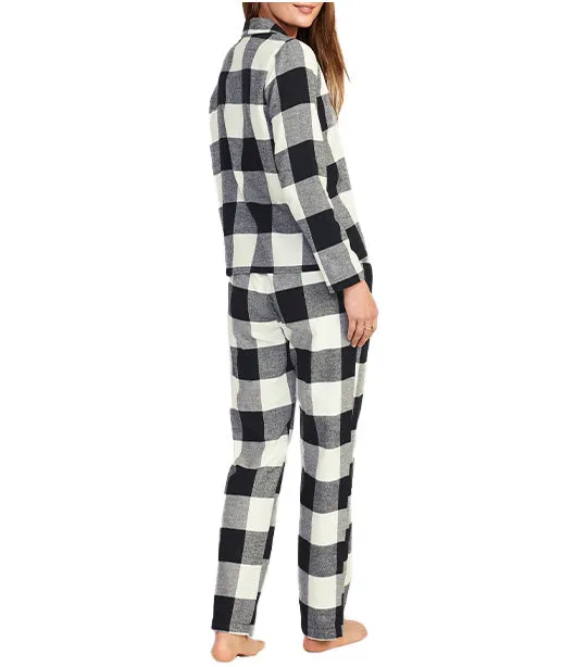 Matching Flannel Pajama Set for Women Black Buffalo