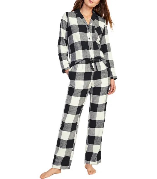 Matching Flannel Pajama Set for Women Black Buffalo