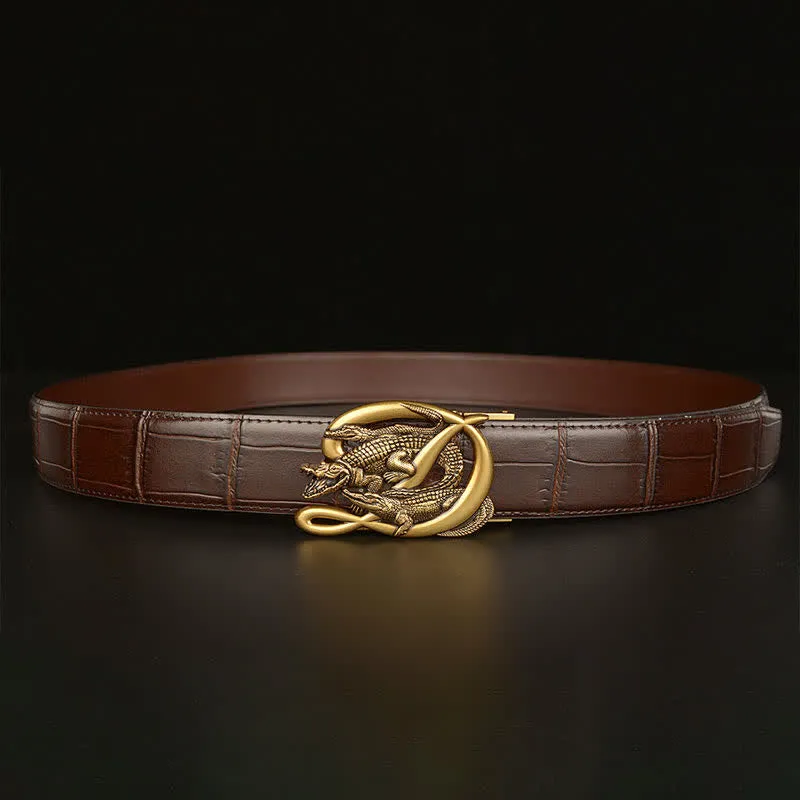 Men's Crocodile Buckle Alligator Pattern Leather Belt