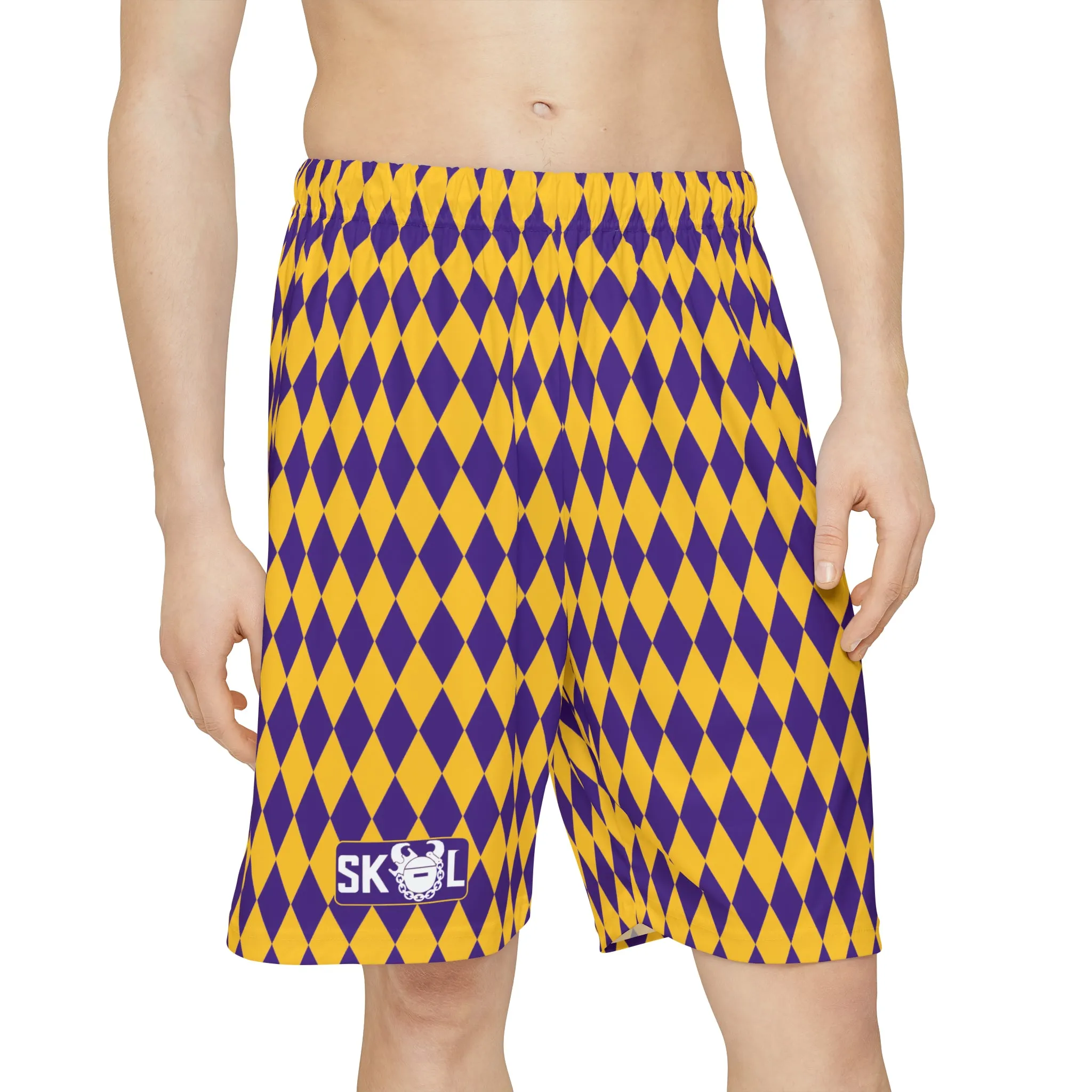 Men’s Sports Shorts - Purple/Gold Diamonds