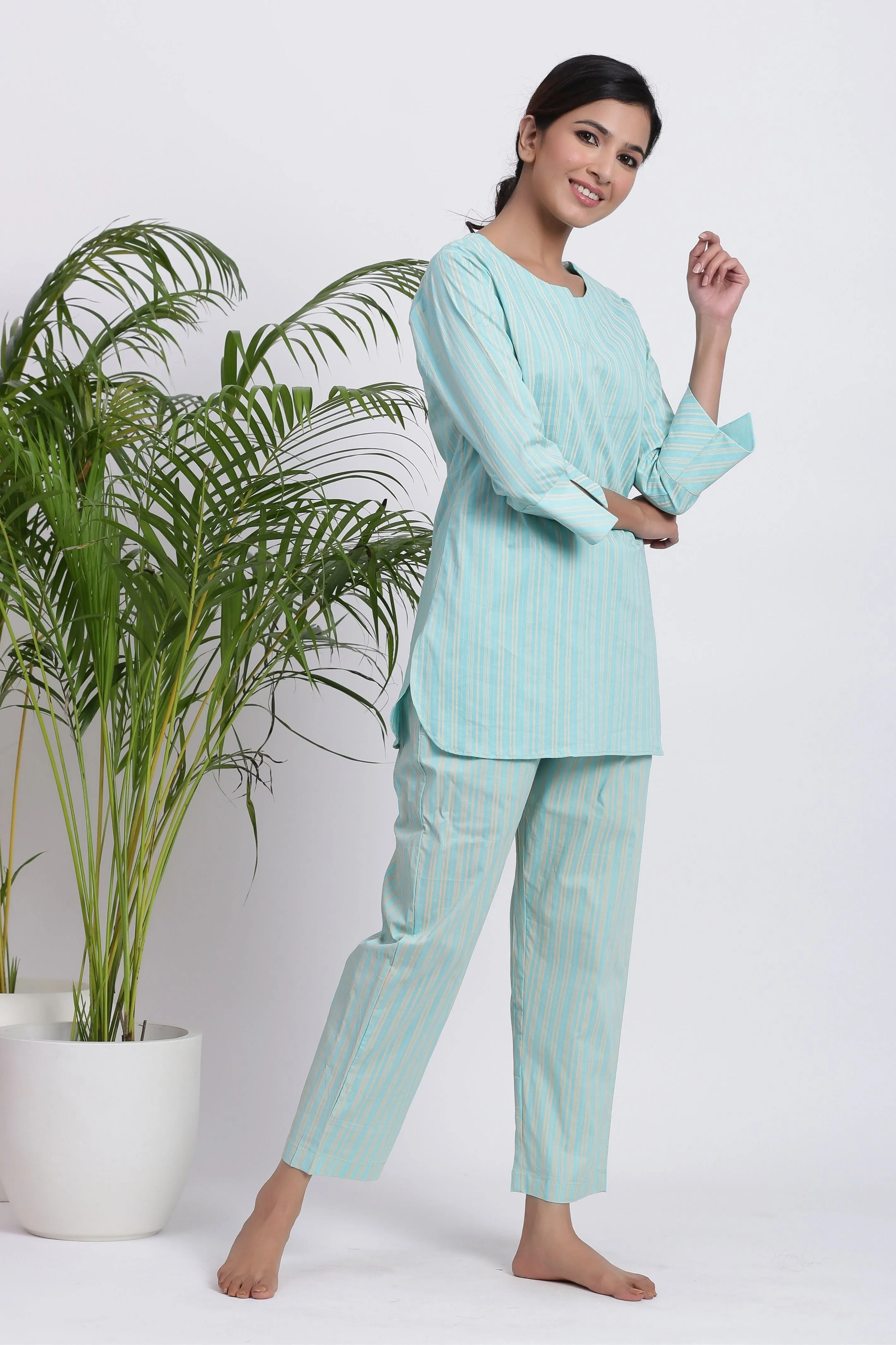 Minty Stripes Cotton Set