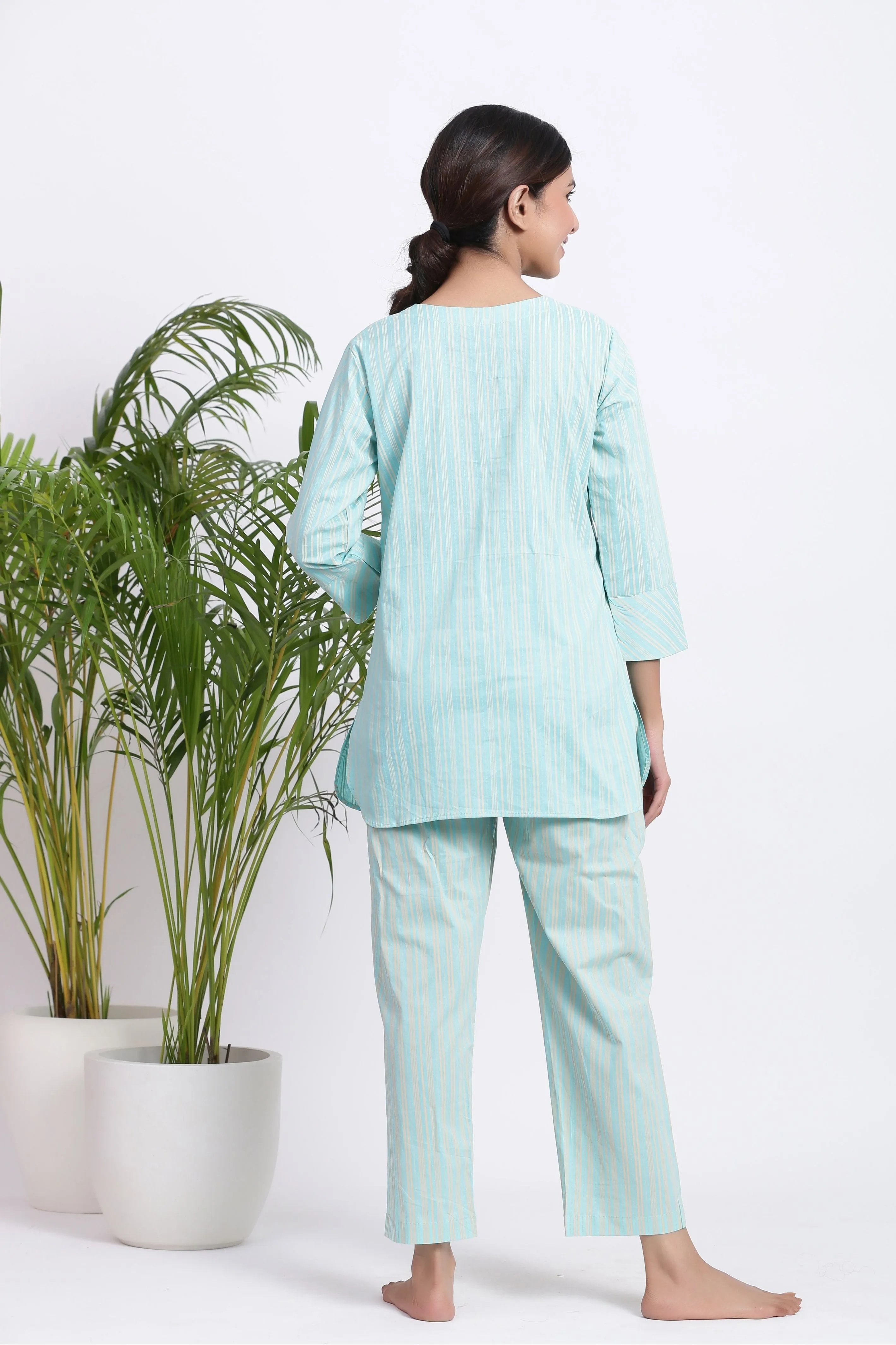 Minty Stripes Cotton Set