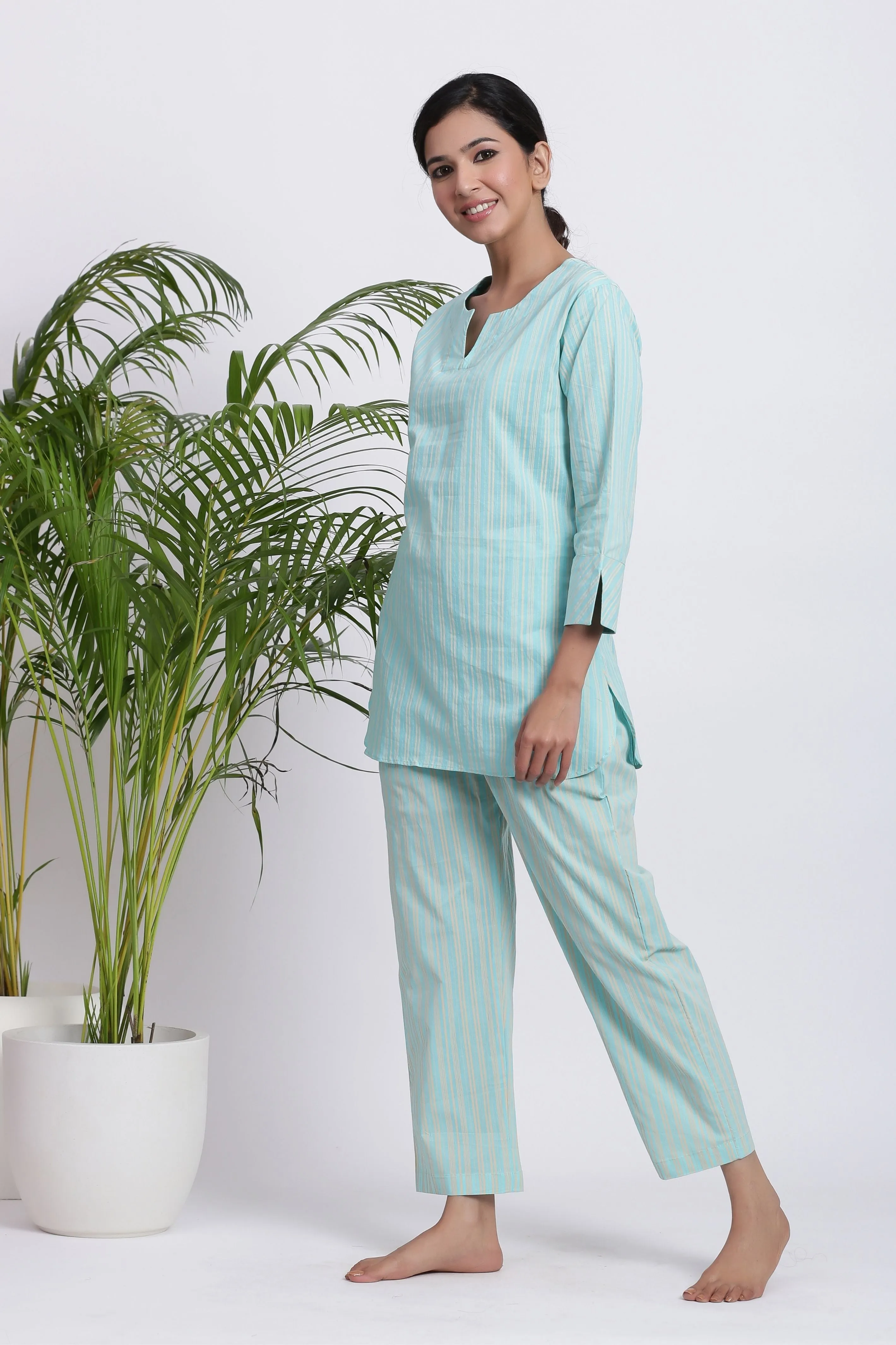 Minty Stripes Cotton Set