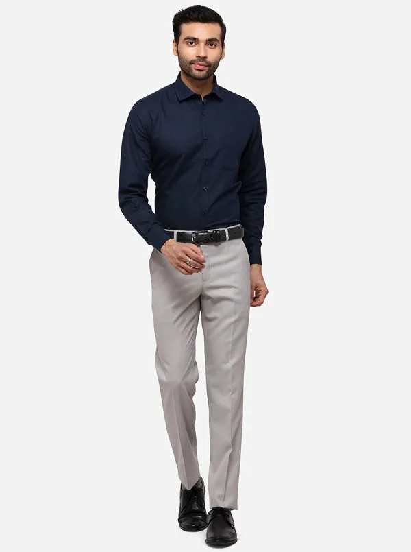 Navy Blue Solid Regular Fit Formal Shirt | Greenfibre