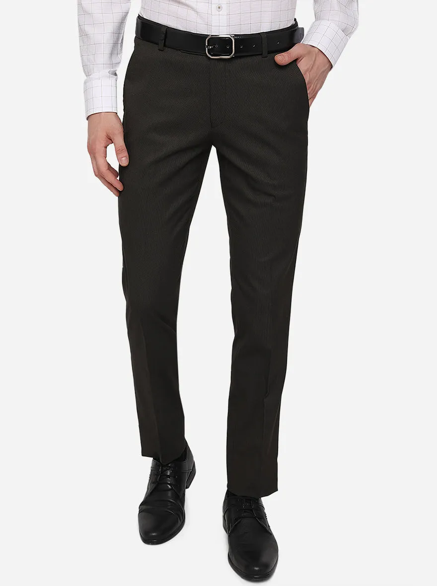 Olive Grey Solid Super Slim Fit Formal Trouser | JadeBlue