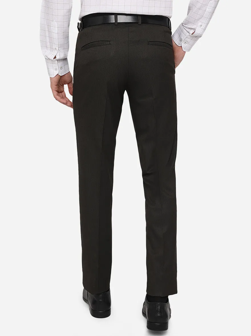 Olive Grey Solid Super Slim Fit Formal Trouser | JadeBlue