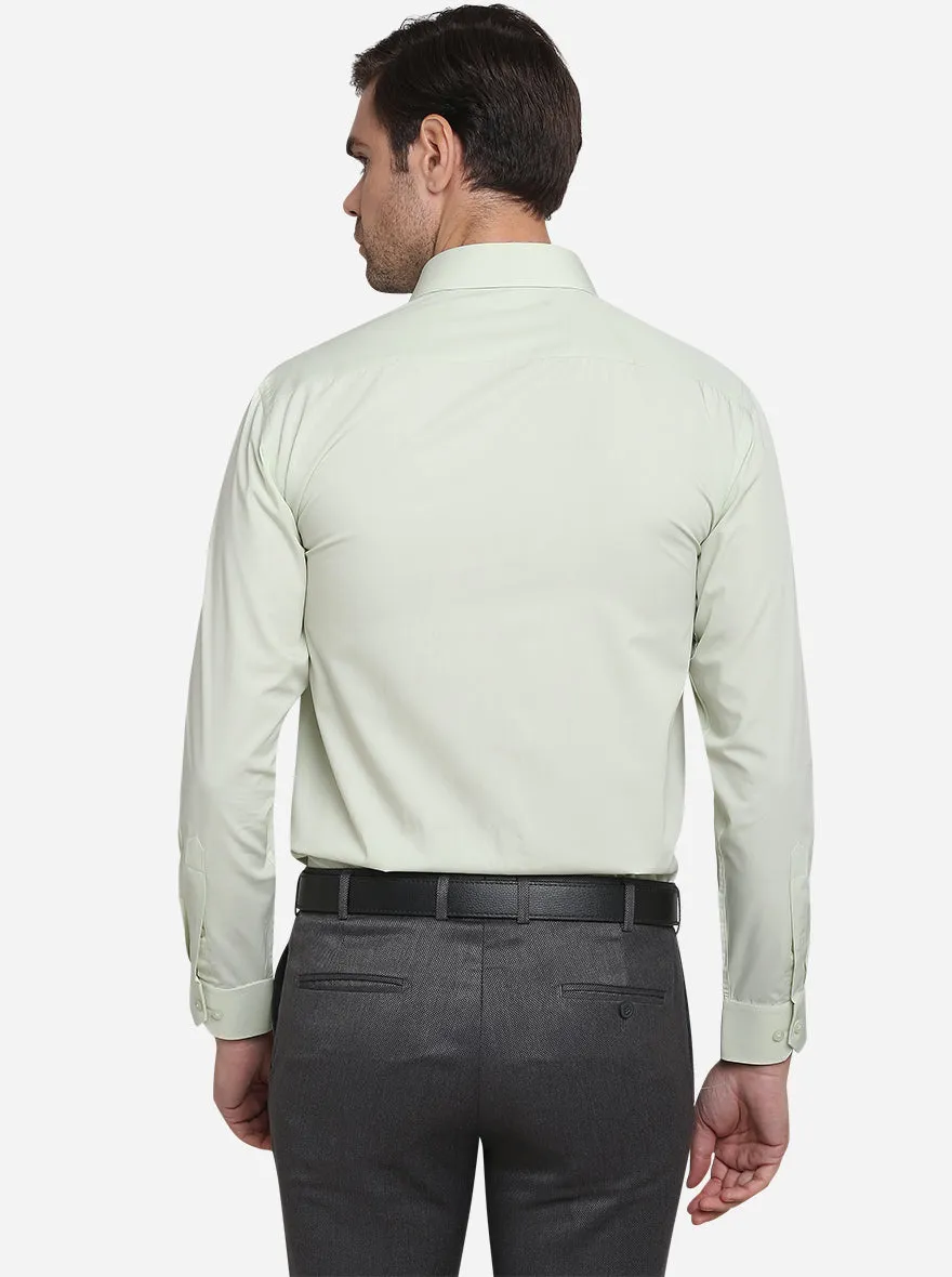 Pista Green Solid Regular Fit Formal Shirt  | Greenfibre