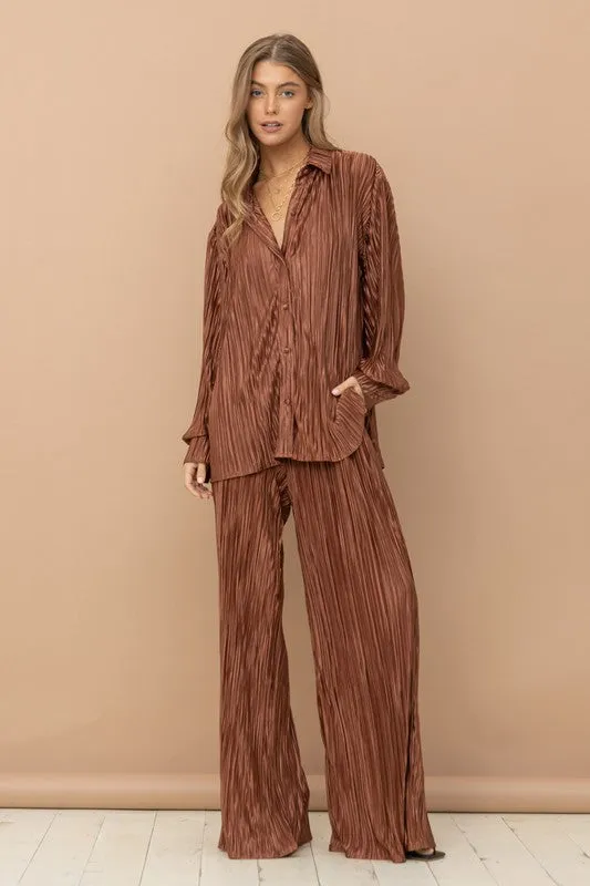 Pita Pleated Blouse Pants Set