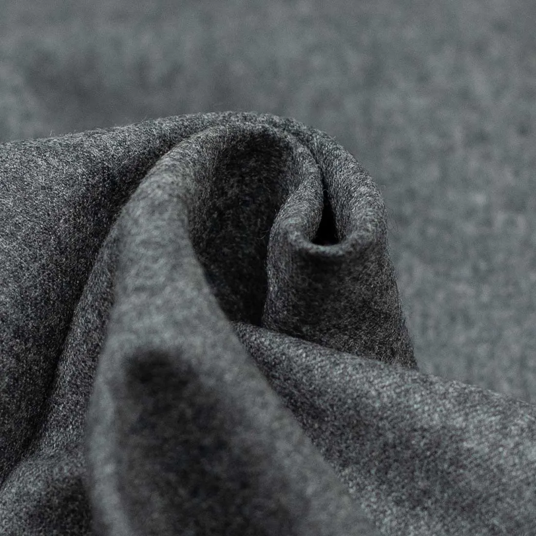 Pleated higher-rise grey wool worsted flannel trousers (restock)