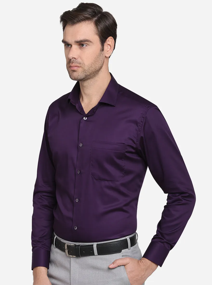 Purple Solid Slim Fit Formal Shirt  | Metal