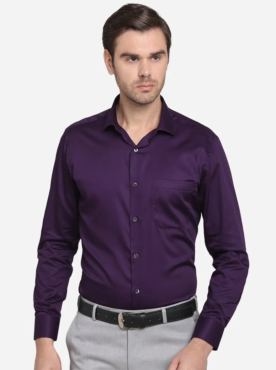 Purple Solid Slim Fit Formal Shirt  | Metal