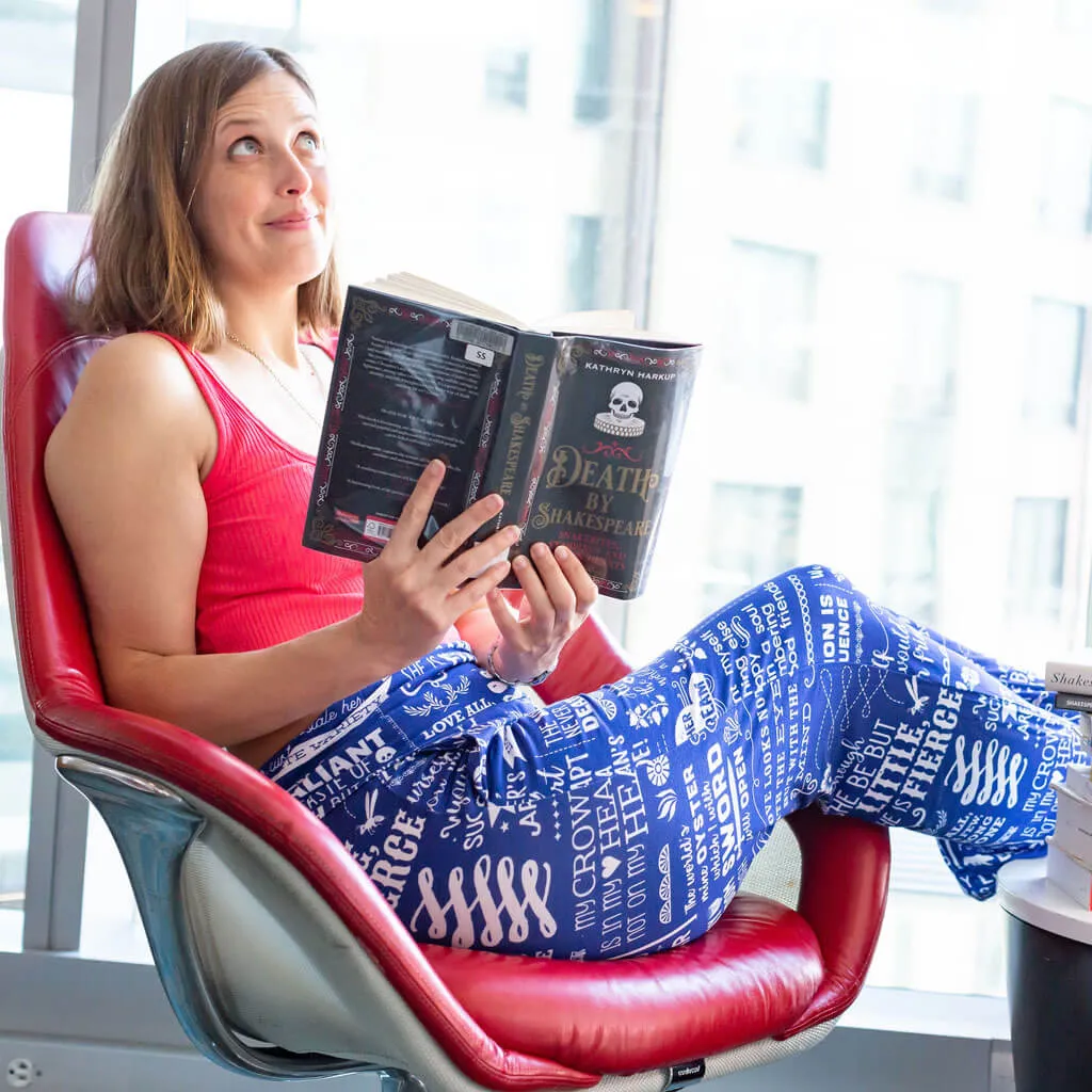 "Words, Words, Words" Shakespeare Foldover Straight Leg Lounge Pants with Pockets