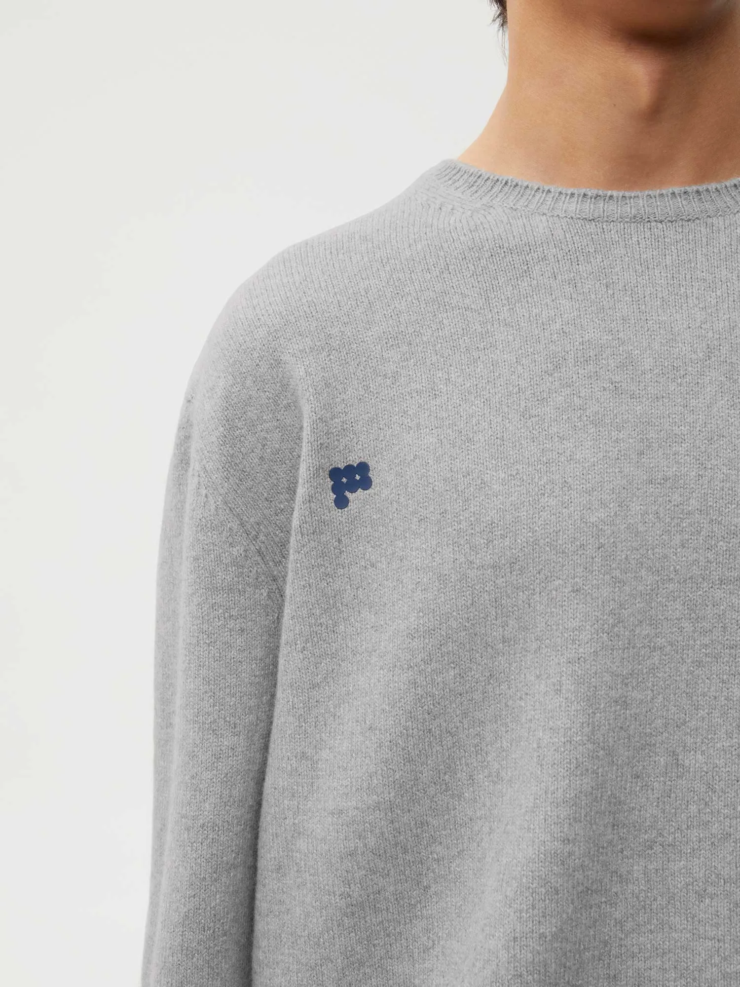 Recycled Cashmere Crewneck Sweatshirt—pale grey melange