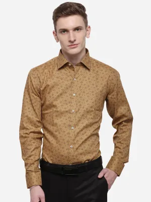 Red & Khaki Printed Slim Fit Formal Shirt | Greenfibre