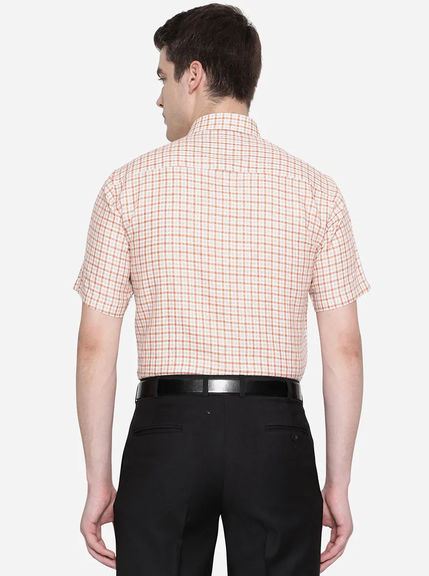 Rust & White Checked Regular Fit Formal Shirt | JadeBlue