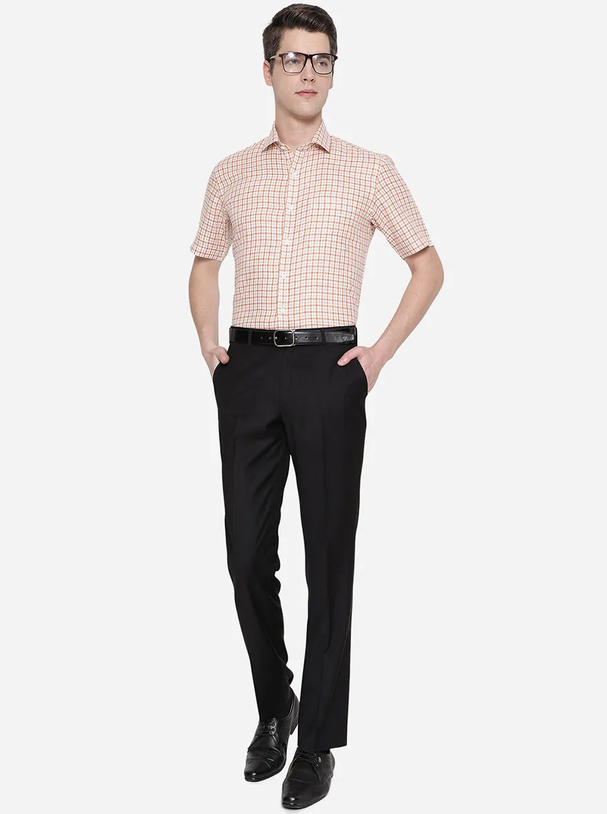 Rust & White Checked Regular Fit Formal Shirt | JadeBlue