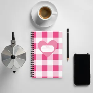 She's Write All The Time Pink Gingham Heart 8" x 5" Spiral Notebook | Pinup Couture