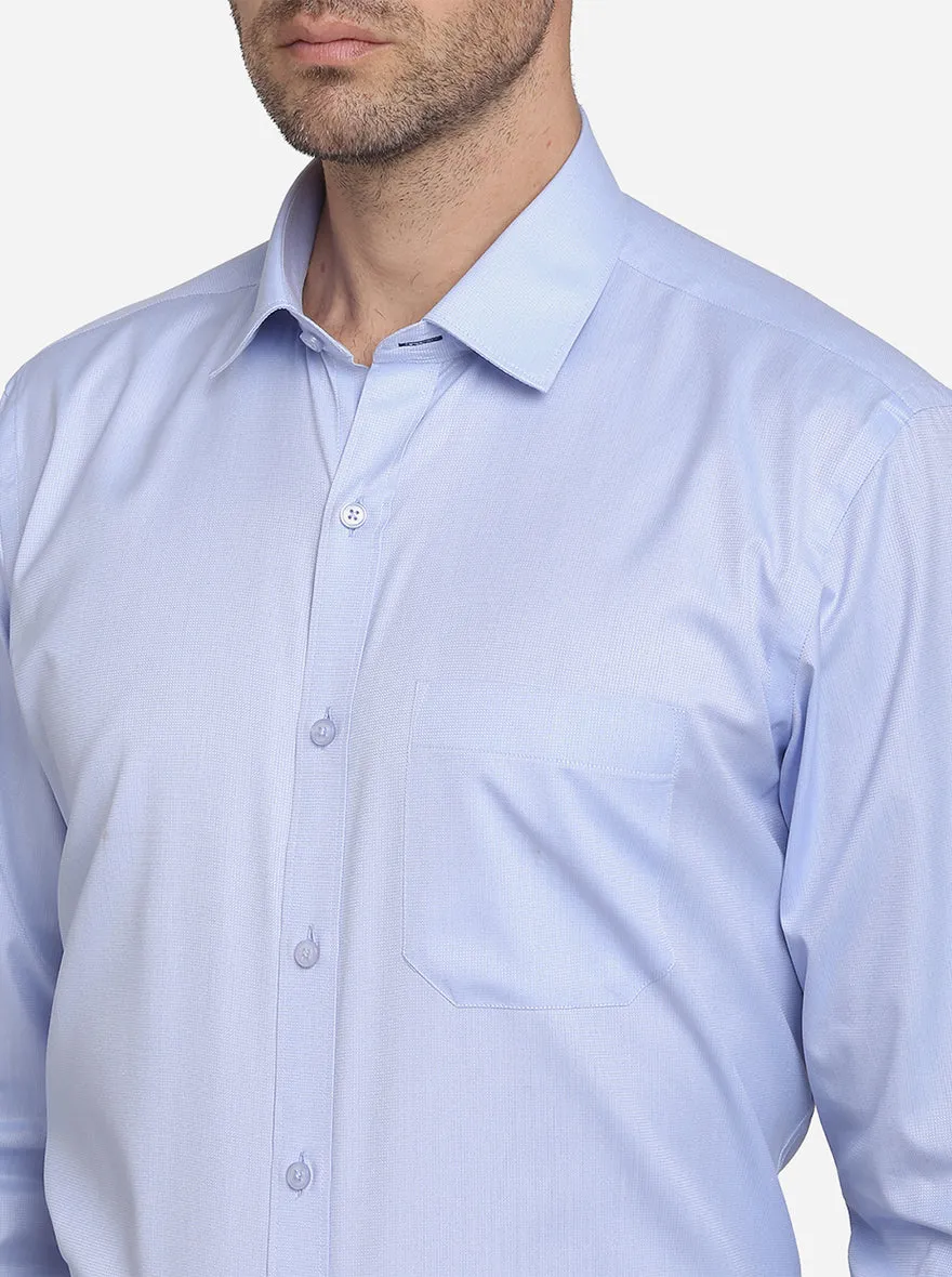 Sky Blue Dobby Regular Fit Formal Shirt | Greenfibre