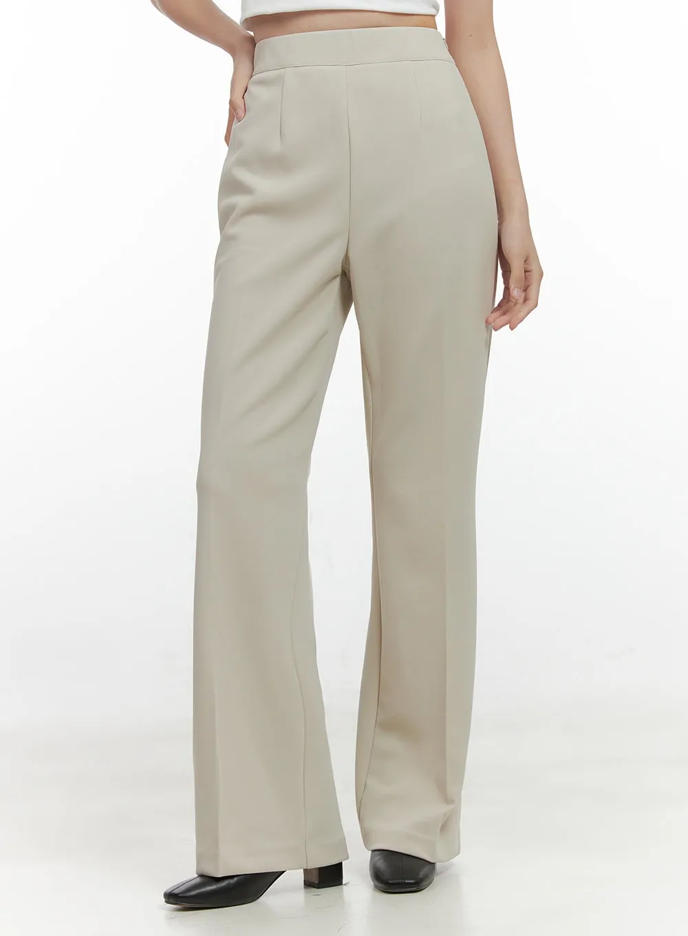 Solid Straight Leg Trousers OS423