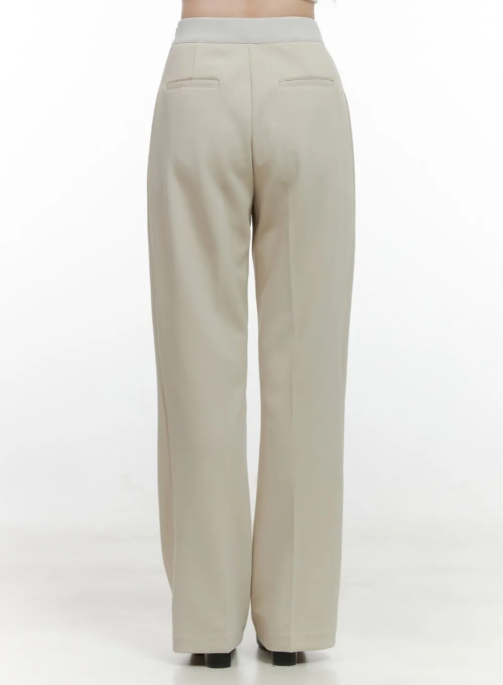 Solid Straight Leg Trousers OS423