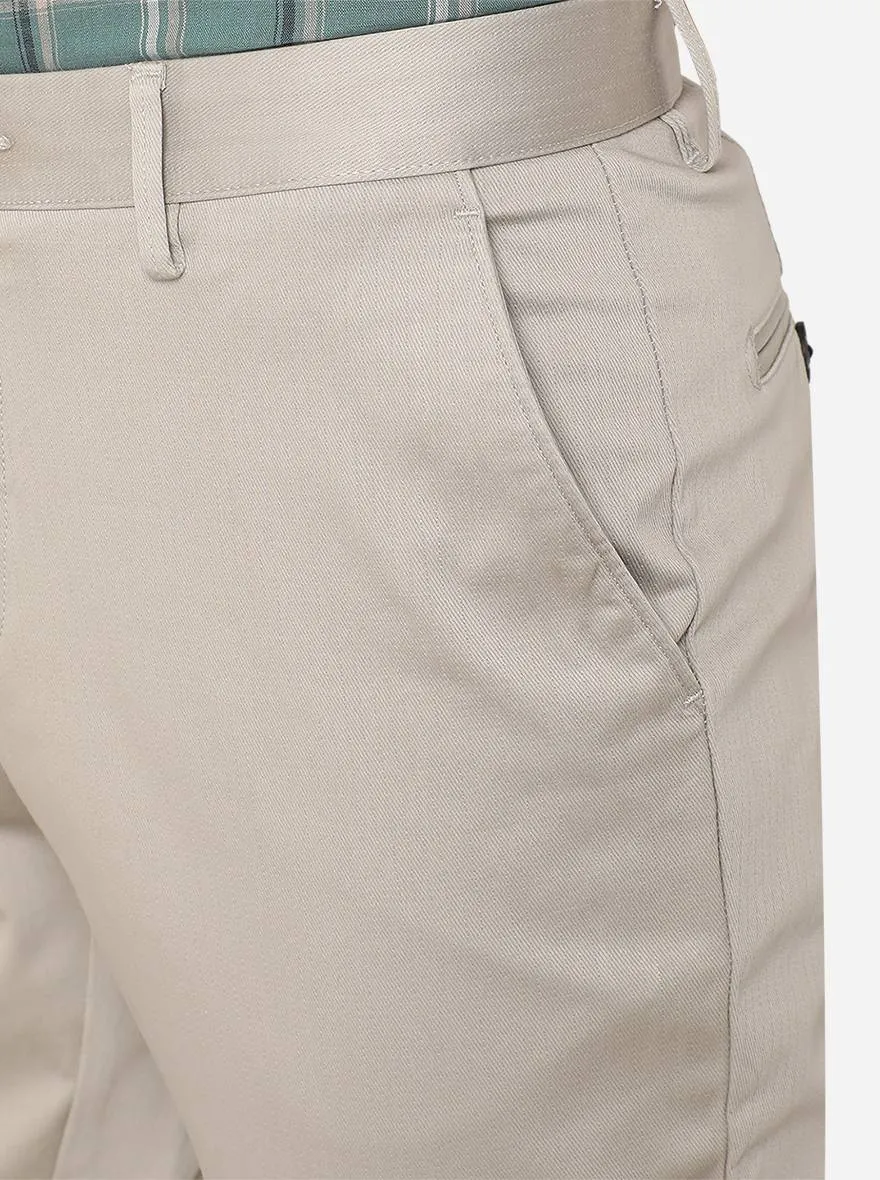 Stone Grey Solid Uno Fit Casual Trouser | JadeBlue