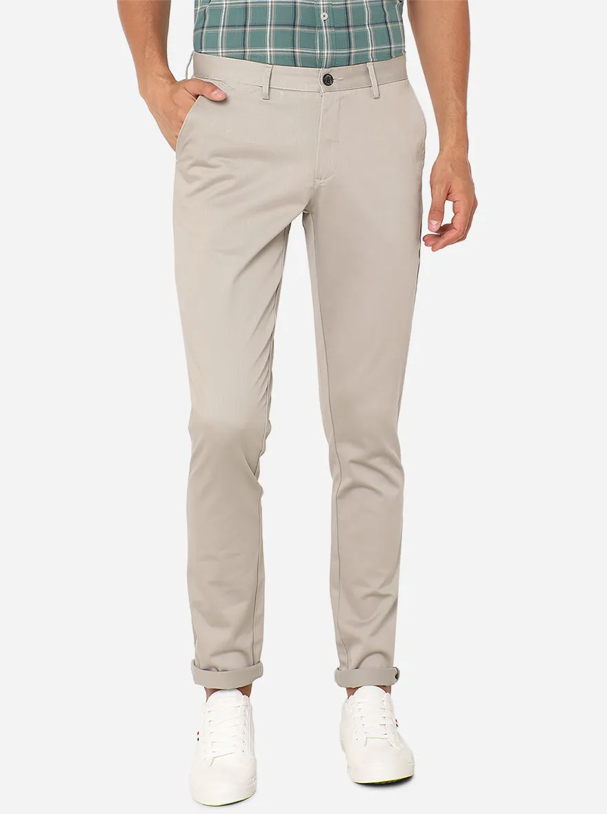 Stone Grey Solid Uno Fit Casual Trouser | JadeBlue