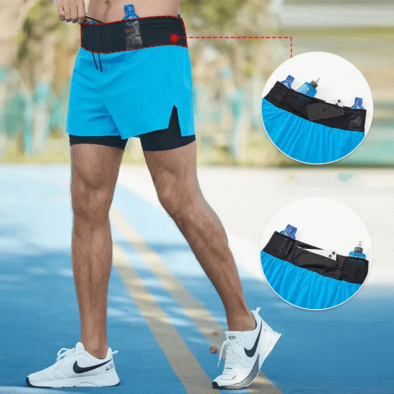 Stylish Men's Dual-Tone Running Shorts with Pockets - SF2200