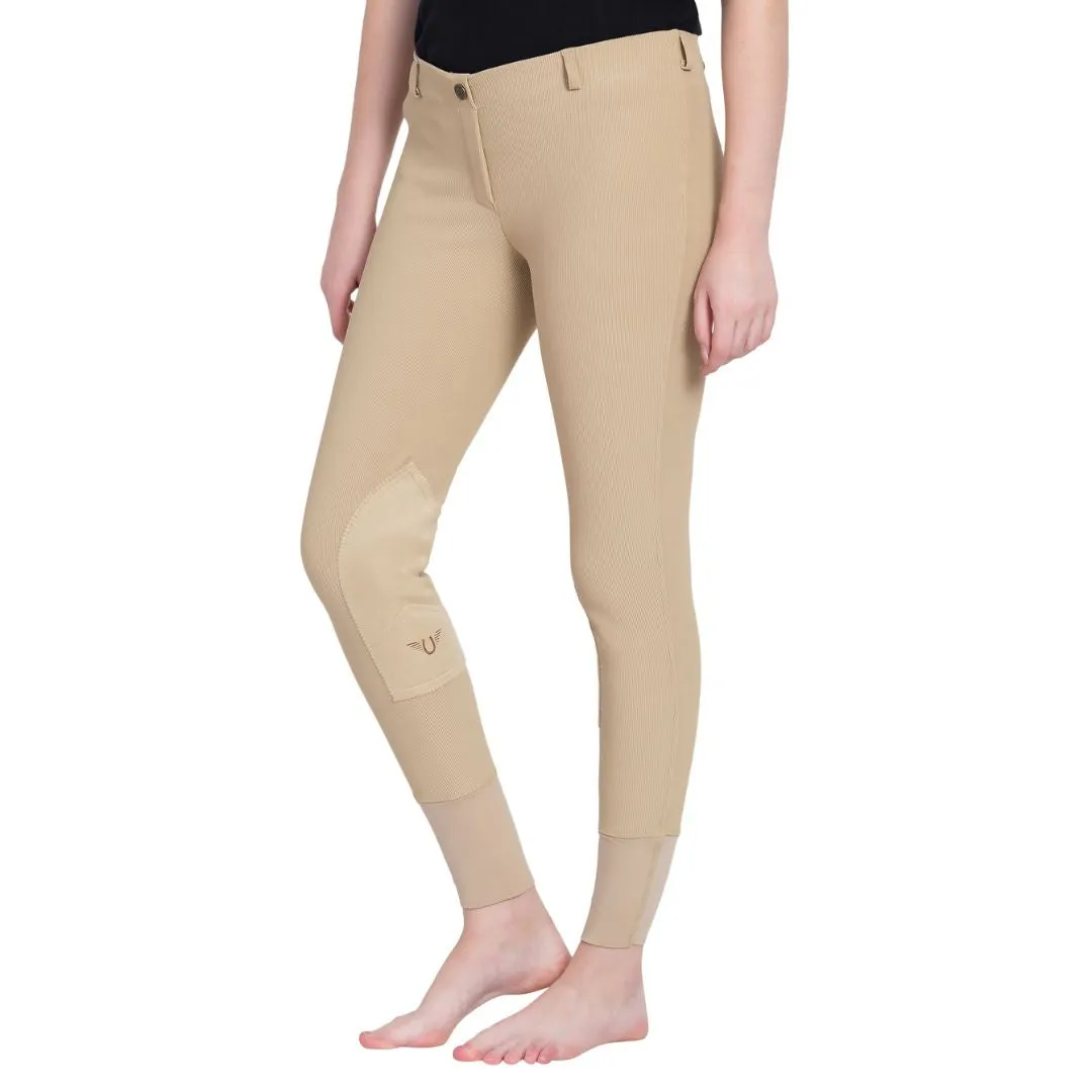 TuffRider Ladies Ribb Lowrise Pull-On Knee Patch Breeches