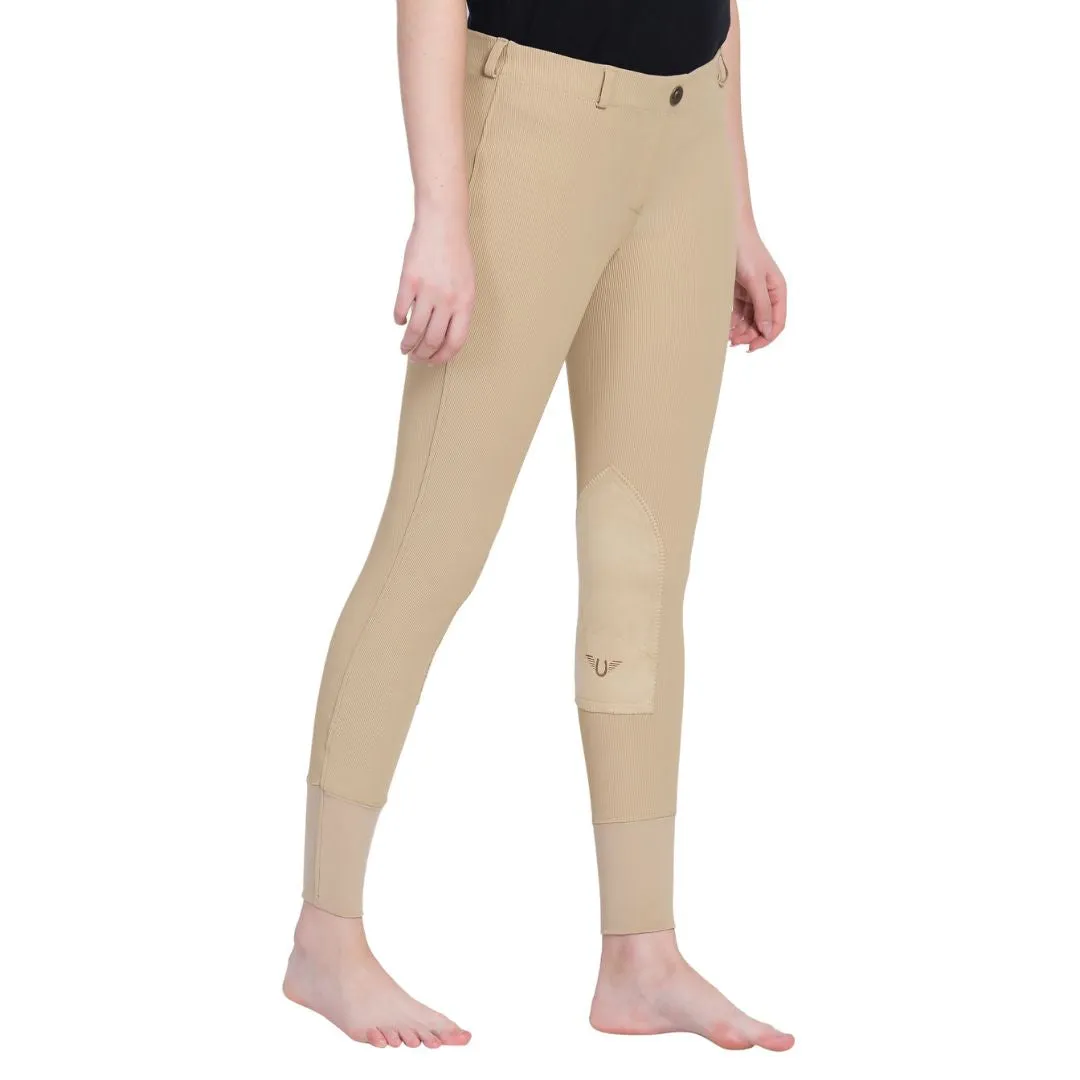 TuffRider Ladies Ribb Lowrise Pull-On Knee Patch Breeches