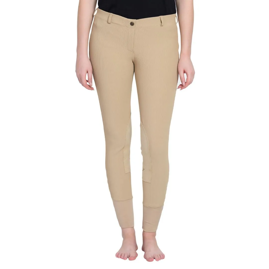 TuffRider Ladies Ribb Lowrise Pull-On Knee Patch Breeches