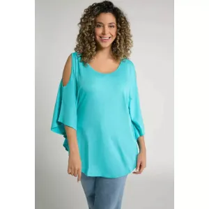 Ulla Popken Batwing T-shirt in Turquoise