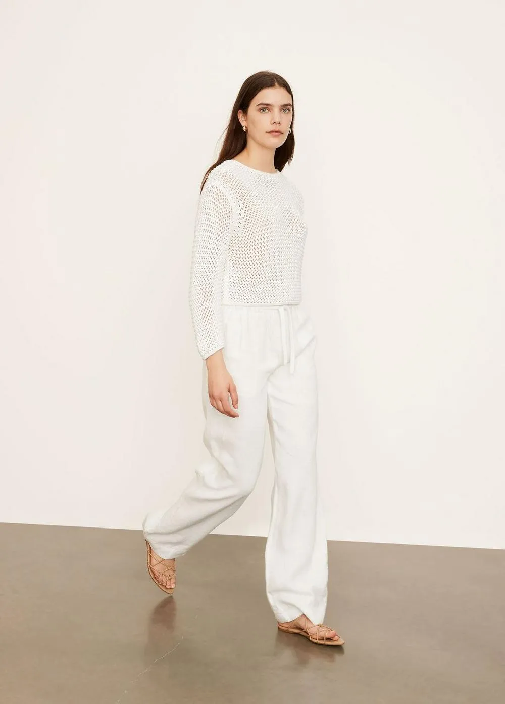 Vince - Tie Front Pull on Pant in Optic White