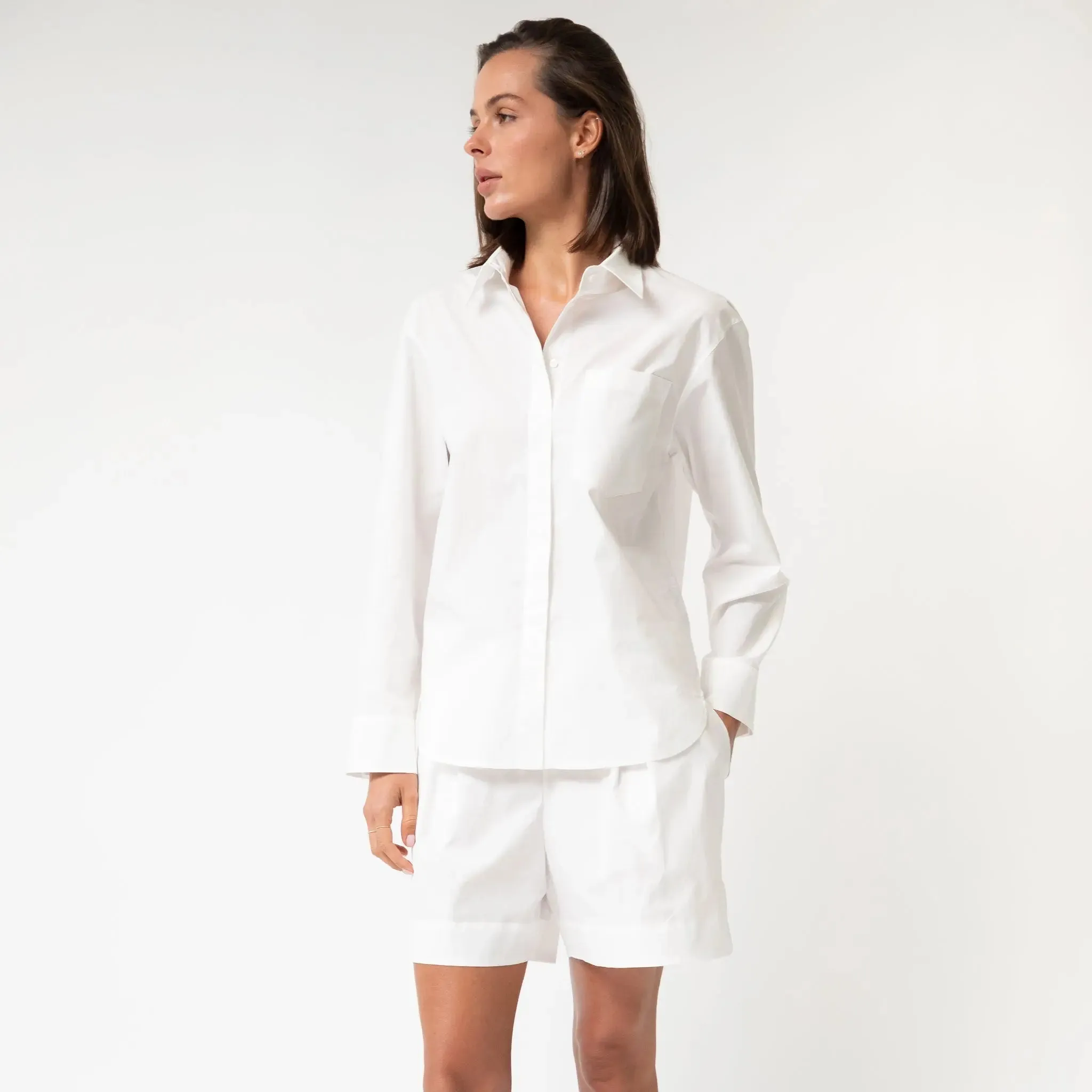 White InStyle Cotton Poplin Shorts