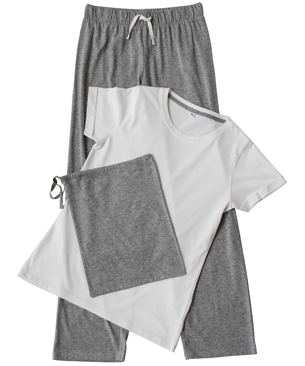 White/Heather Grey - Women's long pant pyjama set (in a bag)