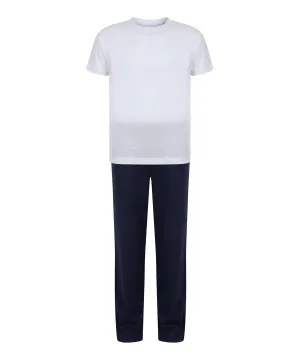 White/Navy - Kids long pyjamas