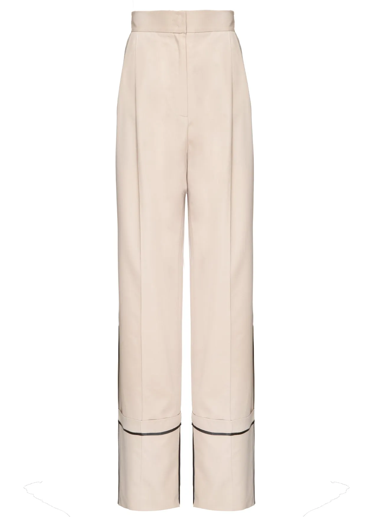 Wide-Leg Ribboned Cotton-Mix Trousers